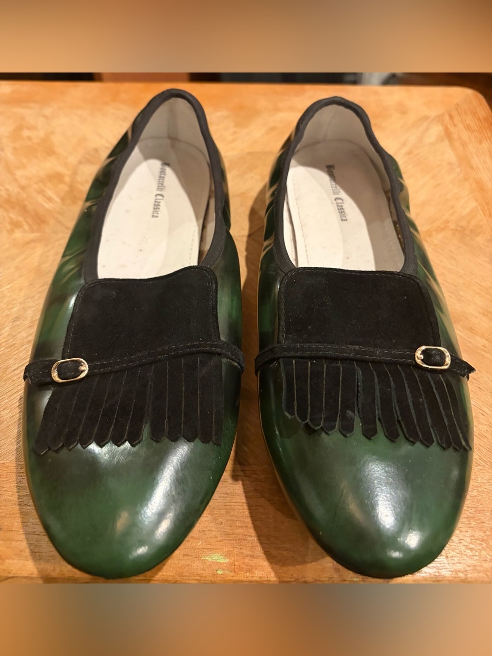 Boutacelli Classica Green & Black Flats Women EU 39